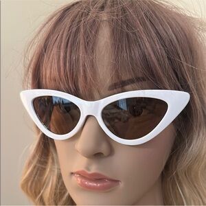 Anthropologie Chic White Cat-Eye Sunglasses